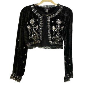 Persaman NYC VELVET Sequined Cropped Bolero Shrug Jacket size L